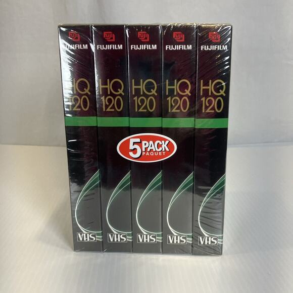 NEW Sealed Fuji Fujifilm HQ120 5-Pack Blank‎ VHS Video Tapes 6 Hour High Quality - Picture 1 of 9